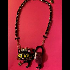 Betsey Johnson Black Cat Tutu Halloween Necklace